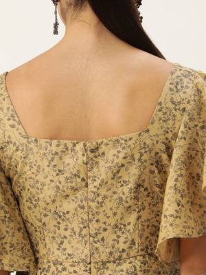 Ethnovog ready to wear beige rayon printed dress 5