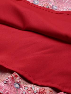 Ethnovog ready to wear red printed viscose fabric dress 5