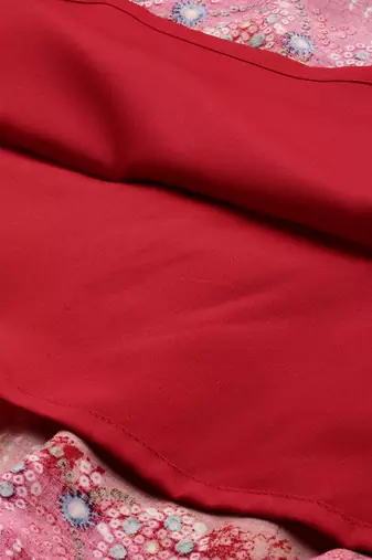 Ethnovog ready to wear red printed viscose fabric dress