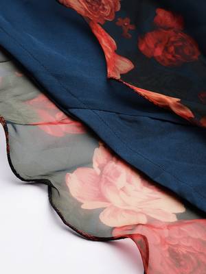 Ethnovog ready to wear blue digital printed organza gown 5