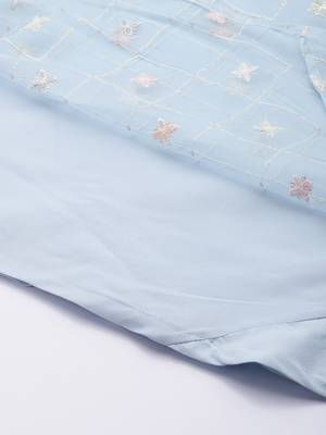 Ethnovog ready to wear light blue embroidered organza gown 5