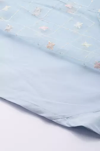 Ethnovog ready to wear light blue embroidered organza gown