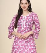 Purple colour cotton fabric smart summer looks short kurti