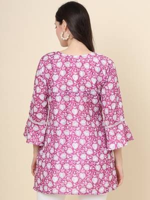 Purple colour cotton fabric smart summer looks short kurti 2