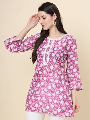 Purple colour cotton fabric smart summer looks short kurti 3