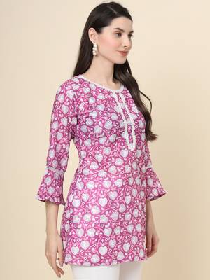 Purple colour cotton fabric smart summer looks short kurti 4
