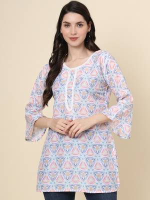 Multy colour cotton fabric smart summer looks short kurti 1