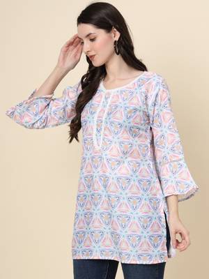 Multy colour cotton fabric smart summer looks short kurti 3