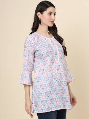 Multy colour cotton fabric smart summer looks short kurti 4