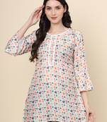 White colour cotton fabric smart summer looks short kurti