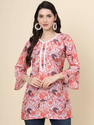 Multy colour cotton fabric smart summer looks short kurti 1