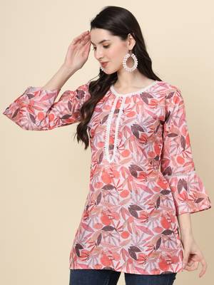 Multy colour cotton fabric smart summer looks short kurti 3