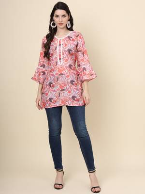 Multy colour cotton fabric smart summer looks short kurti 5