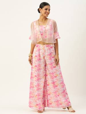 Ethnovog ready to wear multicolored georgette co ords set 1