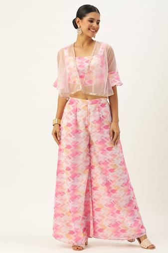 Ethnovog ready to wear multicolored georgette co ords set