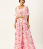 Ethnovog ready to wear multicolored georgette co ords set