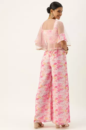 Ethnovog ready to wear multicolored georgette co ords set