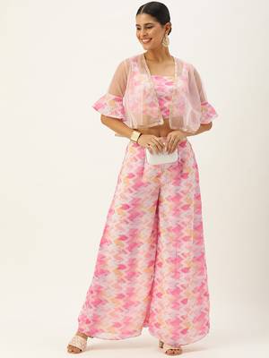 Ethnovog ready to wear multicolored georgette co ords set 3