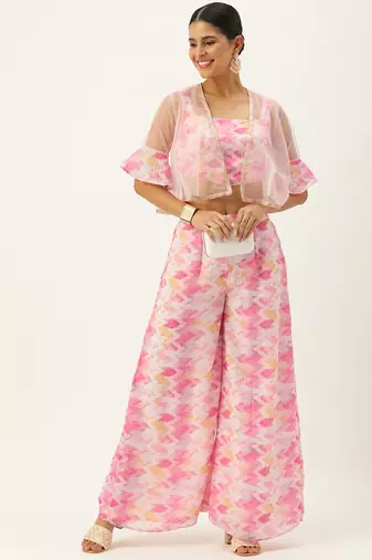 Ethnovog ready to wear multicolored georgette co ords set