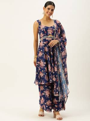 Ethnovog ready to wear blue georgette printed palazzo suit 1