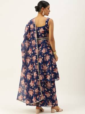 Ethnovog ready to wear blue georgette printed palazzo suit 2
