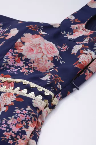 Ethnovog ready to wear blue georgette printed palazzo suit