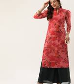 Ethnovog ready to wear pink organza n green kurta palazzo set