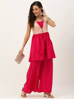 Ethnovog ready to wear white tie n dye nylon n pink kurta set 3