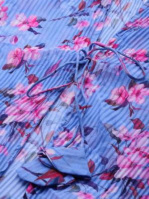 Ethnovog ready to wear blue pleated georgette printed jacket set 4