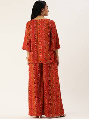 Ethnovog ready to wear dark blue printed viscose jacket set 2