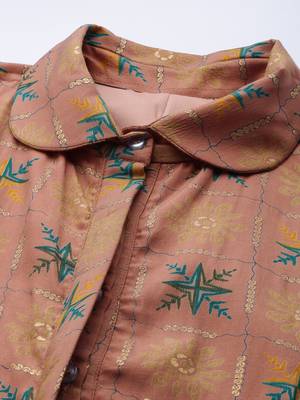 Ethnovog ready to wear peach foil print muslin co ords set 4