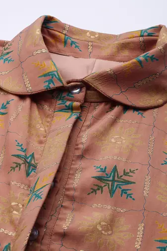 Ethnovog ready to wear peach foil print muslin co ords set