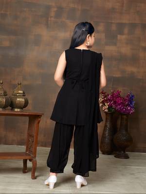 Aarika girls ethnic wear black colour sequin thread embroidery georgette kurti patiala set 4