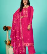 Pink organza embroidery designer Palazzo suit