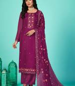 Wine organza embroidery designer Palazzo suit