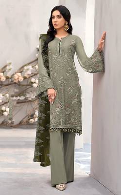 Mehendi embroidered faux georgette salwar suit 1