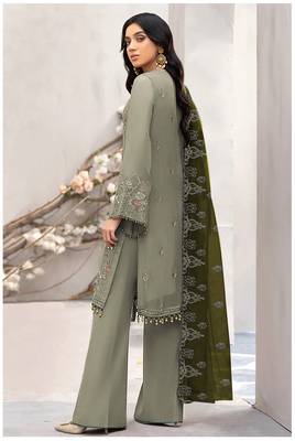 Mehendi embroidered faux georgette salwar suit 2