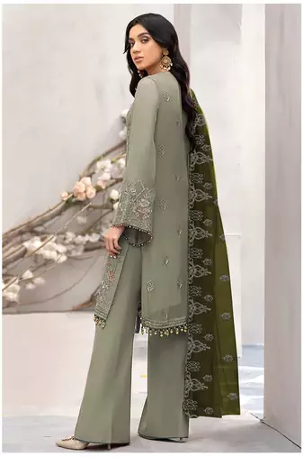 Mehendi embroidered faux georgette salwar suit