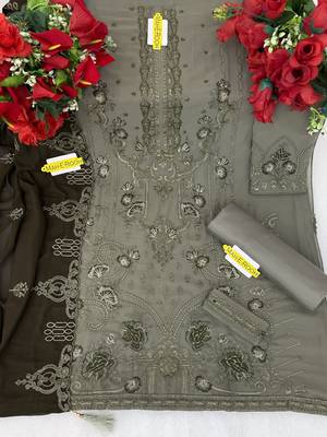 Mehendi embroidered faux georgette salwar suit 3