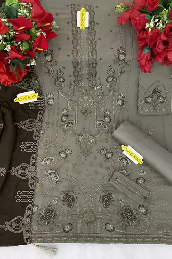 Mehendi embroidered faux georgette salwar suit