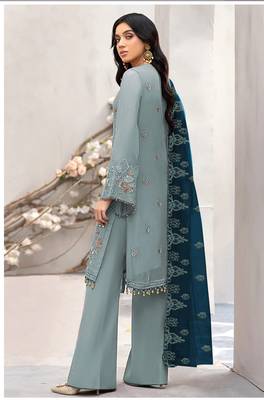 Mint embroidered faux georgette salwar suit 2