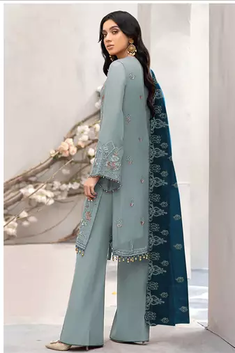 Mint embroidered faux georgette salwar suit