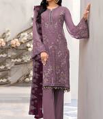 Pink color embroideried faux georgette semi stitched salwar suit