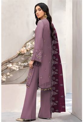 Pink embroidered faux georgette salwar suit 2
