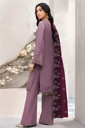Pink embroidered faux georgette salwar suit
