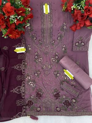 Pink embroidered faux georgette salwar suit 3