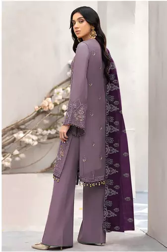 Purple embroidered faux georgette salwar suit