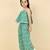 girls green sleeveless cotton printed & embellished crop top with coordinating palazzo set