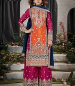 Orange chinon heavy embroidery chinon palazzo suits