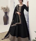 Black reshamkari embroidery wedding anarkali suit